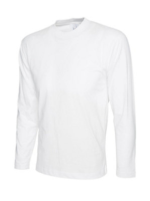 Uneek - Unisex Long Sleeve T-shirt - Reactive Dyed - White - Size 2XL