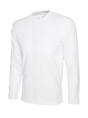 Uneek - Unisex Long Sleeve T-shirt - Reactive Dyed - White - Size 3XL