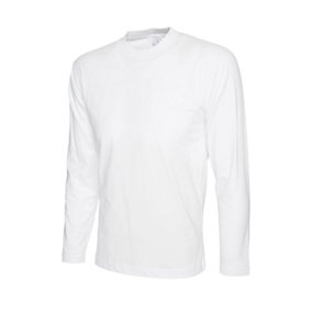 Uneek - Unisex Long Sleeve T-shirt - Reactive Dyed - White - Size 3XL