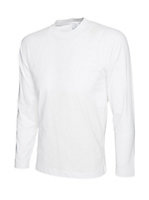 Uneek - Unisex Long Sleeve T-shirt - Reactive Dyed - White - Size M