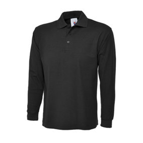 Uneek - Unisex Longsleeve Poloshirt - 50% Polyester 50% Cotton - Black - Size 2XL