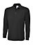 Uneek - Unisex Longsleeve Poloshirt - 50% Polyester 50% Cotton - Black - Size M