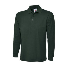 Uneek - Unisex Longsleeve Poloshirt - 50% Polyester 50% Cotton - Bottle Green - Size 3XL