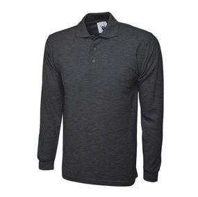 Uneek - Unisex Longsleeve Poloshirt - 50% Polyester 50% Cotton - Charcoal - Size M