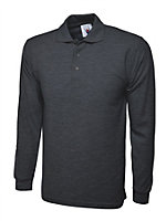 Uneek - Unisex Longsleeve Poloshirt - 50% Polyester 50% Cotton - Charcoal - Size XS