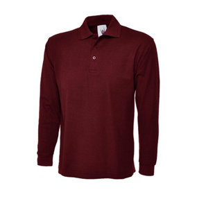 Uneek - Unisex Longsleeve Poloshirt - 50% Polyester 50% Cotton - Maroon - Size S