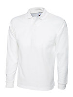 Uneek - Unisex Longsleeve Poloshirt - 50% Polyester 50% Cotton - White - Size 2XL