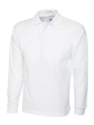 Uneek - Unisex Longsleeve Poloshirt - 50% Polyester 50% Cotton - White - Size 4XL