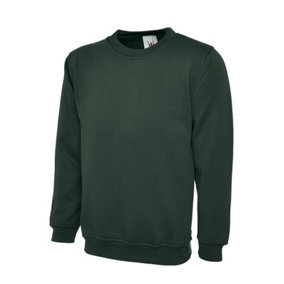 Uneek - Unisex Olympic Sweatshirt/Jumper - 50% Polyester 50% Cotton - Bottle Green - Size L