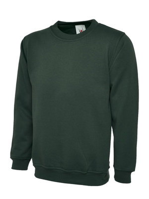 Uneek - Unisex Olympic Sweatshirt/Jumper - 50% Polyester 50% Cotton - Bottle Green - Size XL