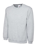 Uneek - Unisex Olympic Sweatshirt/Jumper - 50% Polyester 50% Cotton - Heather Grey - Size XS
