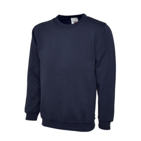 Uneek - Unisex Olympic Sweatshirt/Jumper - 50% Polyester 50% Cotton - Navy - Size M