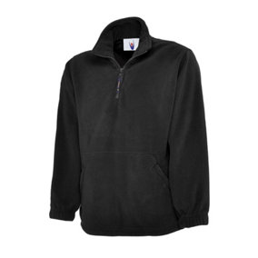 Uneek - Unisex Premium 1/4 Zip Micro Fleece Jacket - Half Moon Yoke - Black - Size 2XL