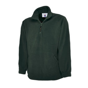 Uneek - Unisex Premium 1/4 Zip Micro Fleece Jacket - Half Moon Yoke - Bottle Green - Size 2XL