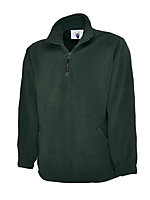 Uneek - Unisex Premium 1/4 Zip Micro Fleece Jacket - Half Moon Yoke - Bottle Green - Size L