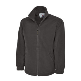 Uneek - Unisex Premium Full Zip Micro Fleece Jacket - Half Moon Yoke - Charcoal - Size L