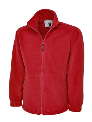 Uneek - Unisex Premium Full Zip Micro Fleece Jacket - Half Moon Yoke - Red - Size 2XL
