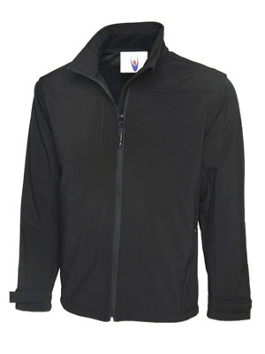 Uneek - Unisex Premium Full Zip Soft Shell Jacket - 3 Layer Waterproof 10000 mm Bonded Fabric - Black - Size L