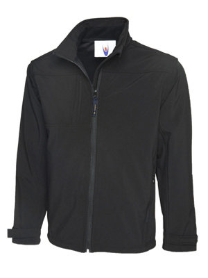 Uneek - Unisex Premium Full Zip Soft Shell Jacket - 3 Layer Waterproof 10000 mm Bonded Fabric - Black - Size S