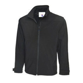 Uneek - Unisex Premium Full Zip Soft Shell Jacket - 3 Layer Waterproof 10000 mm Bonded Fabric - Black - Size XL