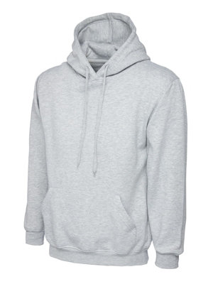 Uneek - Unisex Premium Hooded Sweatshirt/Jumper  - 50% Polyester 50% Cotton - Heather Grey - Size M