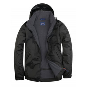 Uneek - Unisex Premium Outdoor Jacket - Main Fabric: 100% Polyester Waterproof Coated Fabr - Black/Grey - Size L
