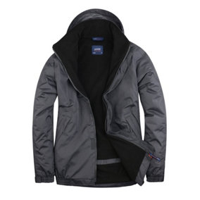 Uneek - Unisex Premium Outdoor Jacket - Main Fabric: 100% Polyester Waterproof Coated Fabr - Deep Grey/Black - Size 2XL
