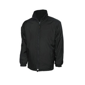 Uneek - Unisex Premium Reversible Fleece Jacket - Full Self Coloured Zip with Zip Puller - Black - Size 2XL