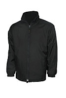 Uneek - Unisex Premium Reversible Fleece Jacket - Full Self Coloured Zip with Zip Puller - Black - Size S