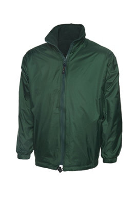 Uneek - Unisex Premium Reversible Fleece Jacket - Full Self Coloured Zip with Zip Puller - Bottle Green - Size 3XL