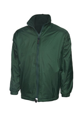 Uneek - Unisex Premium Reversible Fleece Jacket - Full Self Coloured Zip with Zip Puller - Bottle Green - Size M