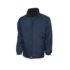 Uneek - Unisex Premium Reversible Fleece Jacket - Full Self Coloured Zip with Zip Puller - Navy - Size 2XL