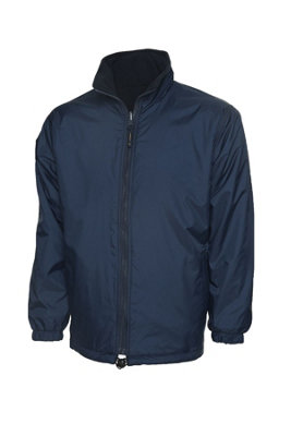 Uneek - Unisex Premium Reversible Fleece Jacket - Full Self Coloured Zip with Zip Puller - Navy - Size XS