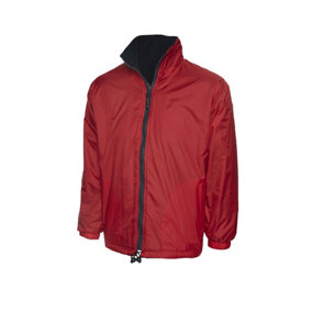 Uneek - Unisex Premium Reversible Fleece Jacket - Full Self Coloured Zip with Zip Puller - Red - Size 2XL