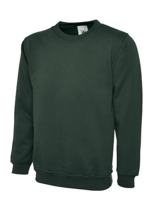 Uneek - Unisex Premium Sweatshirt/Jumper - 50% Polyester 50% Cotton - Bottle Green - Size 2XL