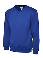 Uneek - Unisex Premium V-Neck Sweatshirt/Jumper - 50% Polyester 50% Cotton - Royal - Size XS