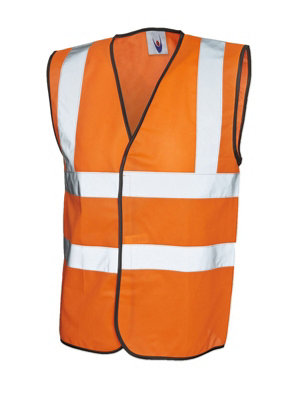 Uneek - Unisex Sleeveless Safety Waist Coat - 100% Polyester - Orange - Size 2XL