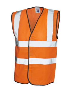 Uneek - Unisex Sleeveless Safety Waist Coat - 100% Polyester - Orange - Size L