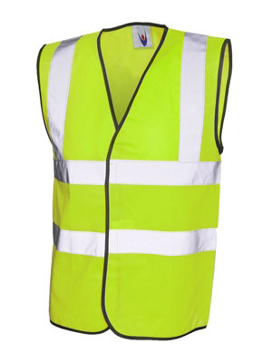 Uneek - Unisex Sleeveless Safety Waist Coat - 100% Polyester - Yellow - Size 4XL