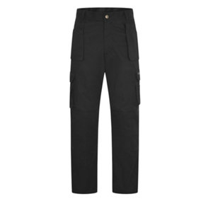 Uneek - Unisex Super Pro Trouser Short - 65% Polyester 35% Cotton - Black - Size 28