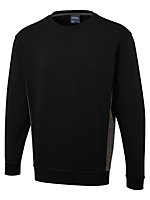 Uneek - Unisex Two Tone Crew New Sweatshirt/Jumper - 60% Cotton 40% Polyester - Black/Charcoal - Size 3XL