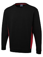 Uneek - Unisex Two Tone Crew New Sweatshirt/Jumper - 60% Cotton 40% Polyester - Black/Red - Size 3XL