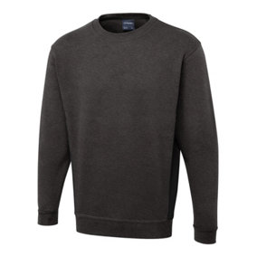 Uneek - Unisex Two Tone Crew New Sweatshirt/Jumper - 60% Cotton 40% Polyester - Charcoal/Black - Size 3XL