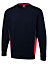 Uneek - Unisex Two Tone Crew New Sweatshirt/Jumper - 60% Cotton 40% Polyester - Navy/Red - Size L