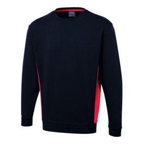 Uneek - Unisex Two Tone Crew New Sweatshirt/Jumper - 60% Cotton 40% Polyester - Navy/Red - Size M