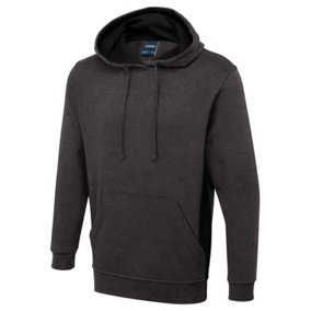 Uneek - Unisex Two Tone Hooded Sweatshirt/Jumper - 60% Cotton 40% Polyester - Charcoal/Black - Size L