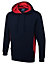 Uneek - Unisex Two Tone Hooded Sweatshirt/Jumper - 60% Cotton 40% Polyester - Navy/Red - Size XS