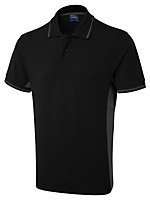 Uneek - Unisex Two Tone Polo Shirt - Black/Charcoal - Size XS