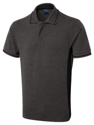 Uneek - Unisex Two Tone Polo Shirt - Charcoal/Black - Size 4XL