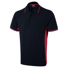 Uneek - Unisex Two Tone Polo Shirt - Navy/Red - Size S